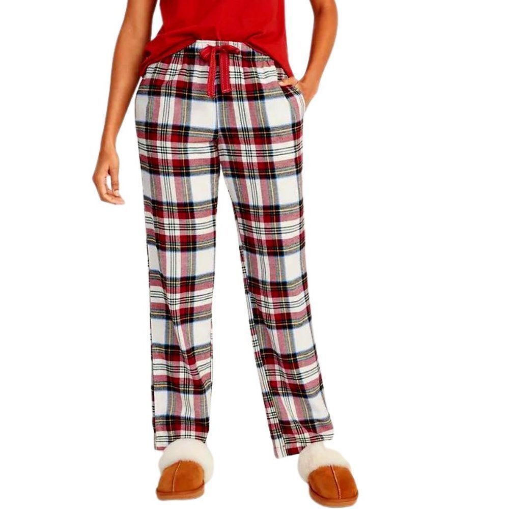 NEW PLUS OLD NAVY Red & White Tartan Plaid Ladies PJ Pants Drawstring Closure 2X
